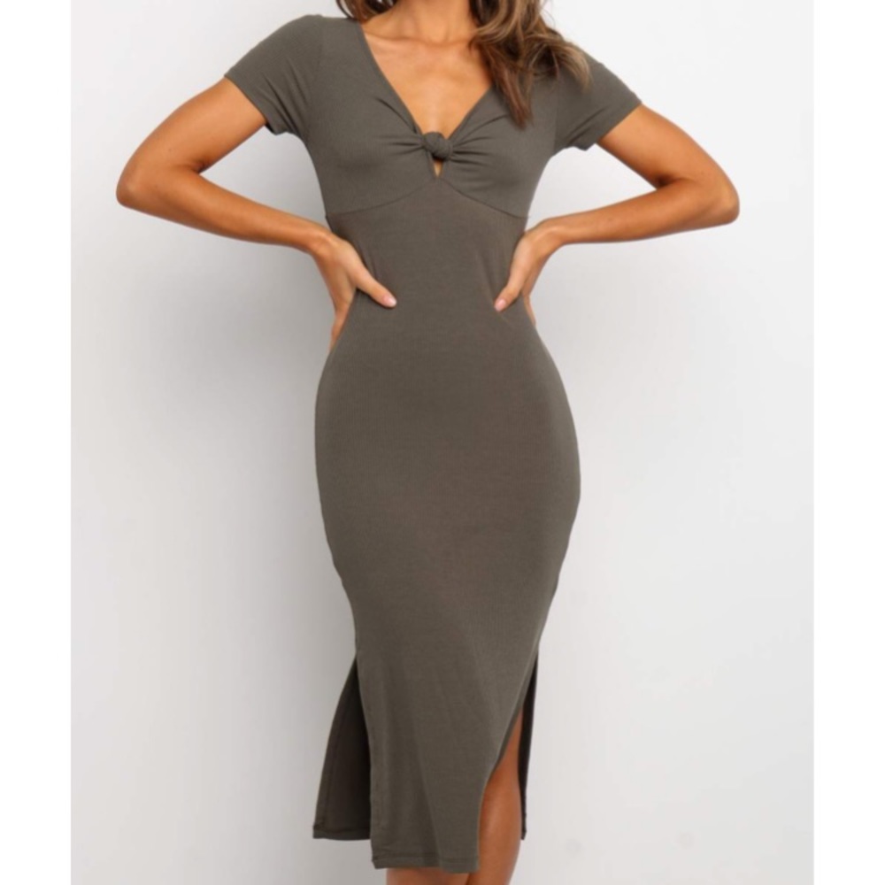 Petal and Pup Olive Midi Dress